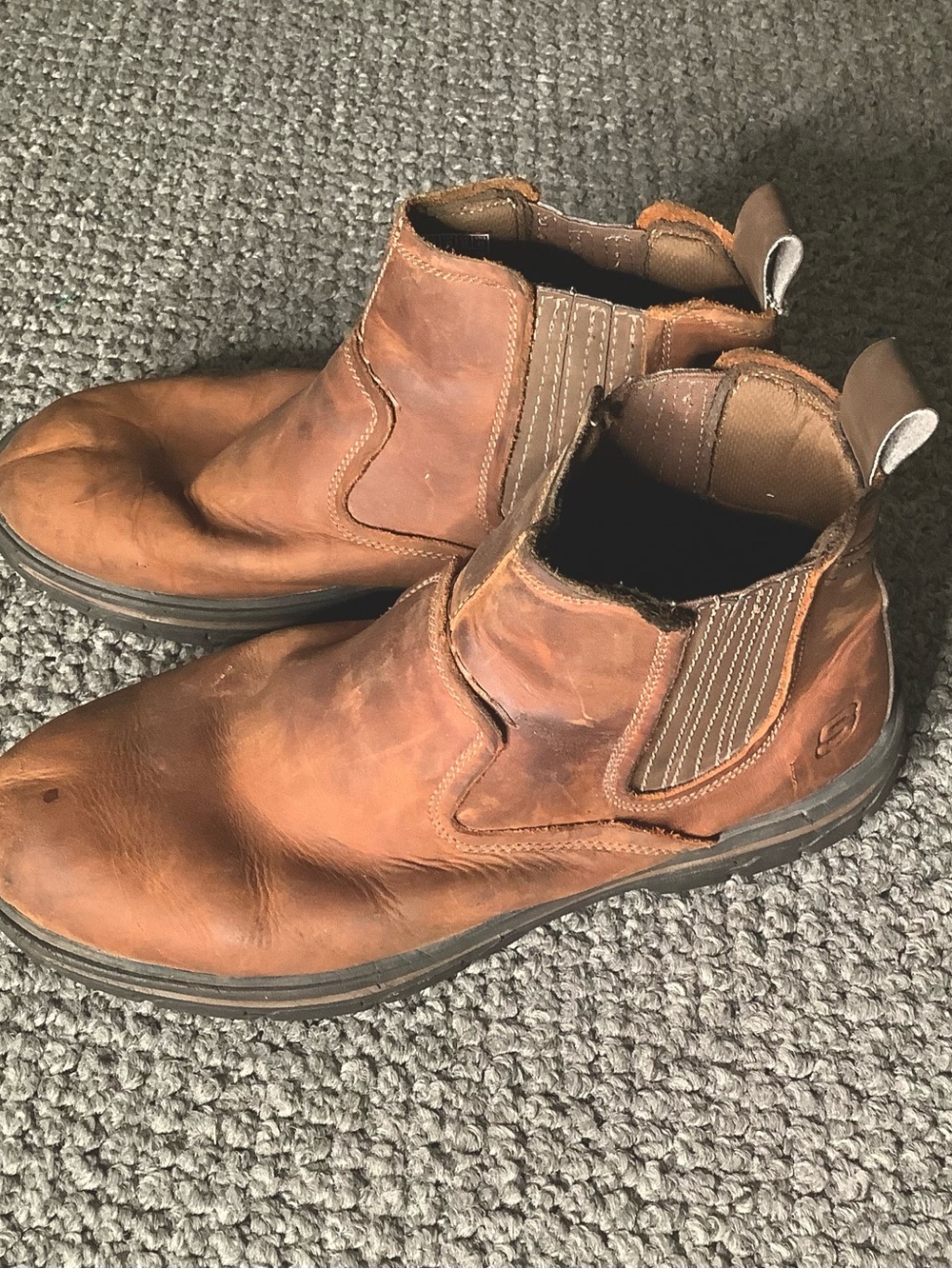 Skechers Segment Chelsea Boots Men's 11 Brown Leather Slip On Ankle Boots